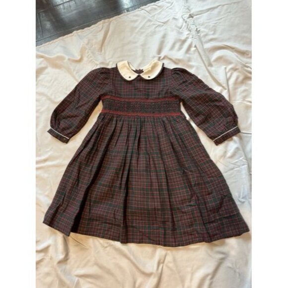 Vintage Sophie Dess Creations Paris 4T Plaid Dress Sash Back Embroidered Collar - Picture 1 of 5